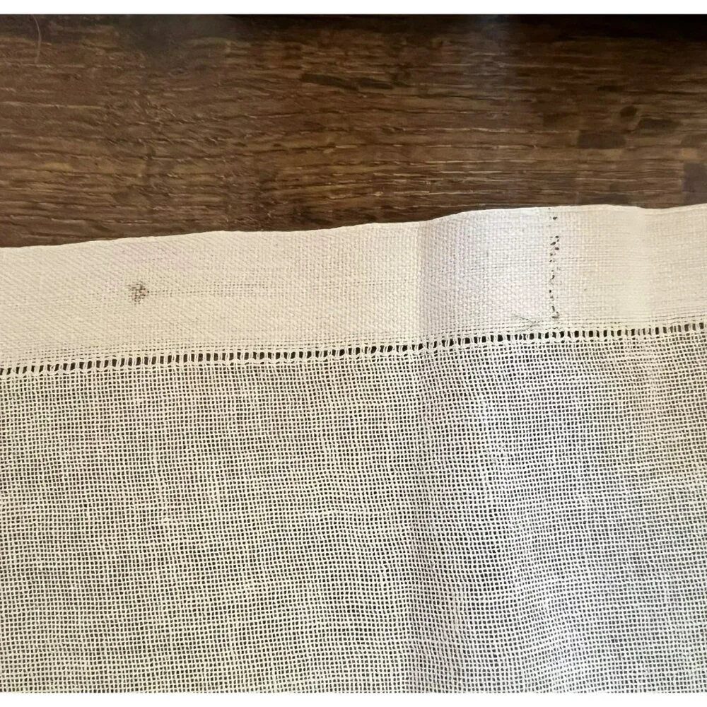 Vintage Linen Table Runner Beige Crochet Edge 53